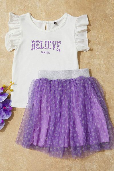 TRENDYOLKIDS Ecru gestricktes Ober- und Unterteil-Set – TKDSS25AU00053