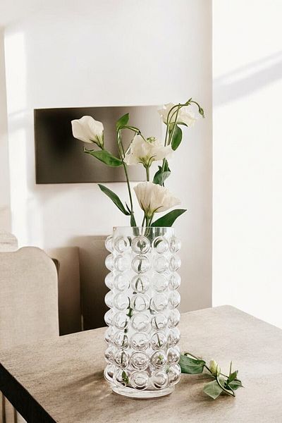 Mirilliahome Γυάλινο Βάζο με Μοτίβο Φούσκα - 22 cm