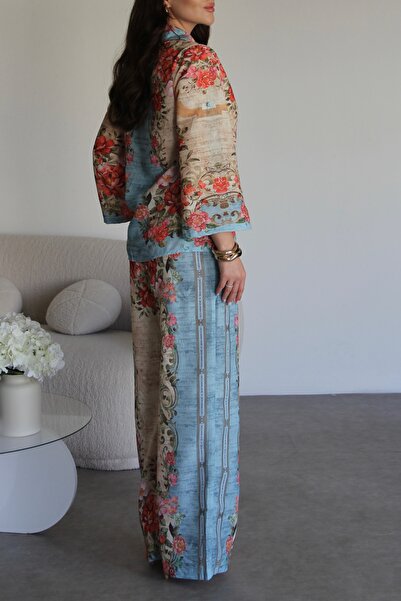 Julidress Többszínű mintás ing nadrág alsó felső prémium vászon szett