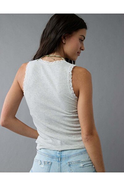 AMERICAN EAGLE AE Graphic Lace Trim Tank Top
