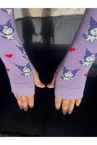 İYİ MODA Kuromi Heart Gloves Oversleeves |   Best Friends Kuromi Melody Cinnamoroll Gift Gloves