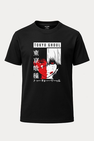 nirvoda Tokyo Ghoul Anime Manga Model - Tricou unisex roșu alb negru, decolteu