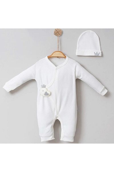 Cherub Baby Twill Double Breasted Bird Embroidered Baby Girl Jumpsuit
