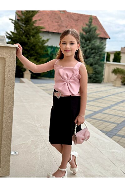 Ribbon kids Girl's Special Day Combination – Floral Detailed Strap Blouse & Skirt Set