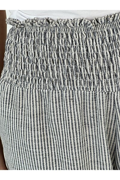 Miss Poem Women's Elastic Waist Navy Blue Trousers