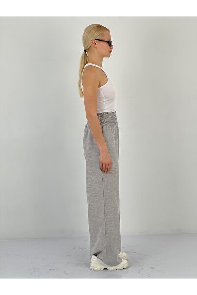 Miss Poem Women's Elastic Waist Navy Blue Trousers