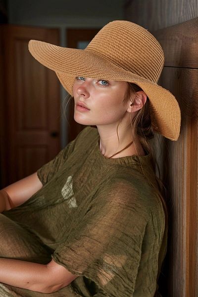 bacc Camel Wide Straw Hat Bcnsv-2514232