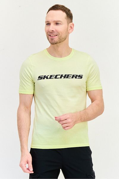 SKECHERS Men Sportswear Fit Short Sleeve Outdoor T-Shirt, Light Yellow
