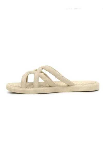 twingold Gezer Zenne 12494 Air Blow Octopus Straw Non-Slip Slippers Beige