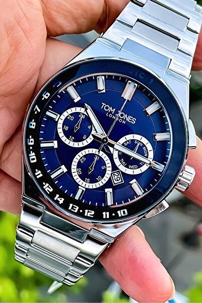 Tom Jones ساعة يد رجالية من الفولاذ - مينا خضراء، رياضية أنيقة وسوار هدية