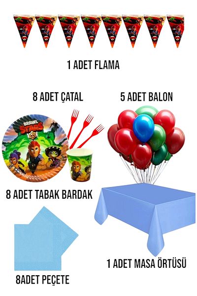 Evabrite Brawl Stars Set for 8 People Birthday Party Supplies