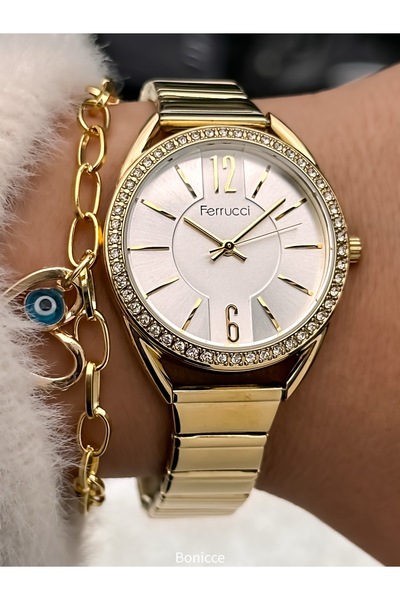 Ferrucci Yellow Color Steel Cord, Stone Women's Wristwatch Bracelet