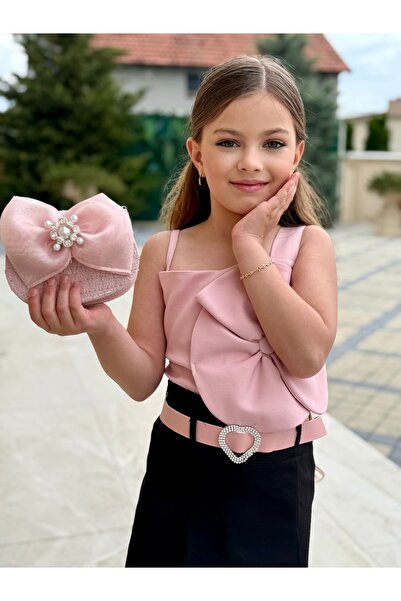 Ribbon kids Girl's Special Day Combination – Floral Detailed Strap Blouse & Skirt Set