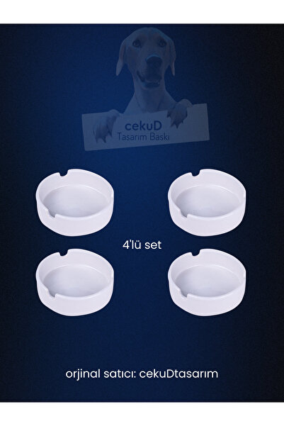 cekud tasarım baskı 4’lü Porselen Kül Tablası Seti – 8 cm Çap, 3 cm Yükseklik...