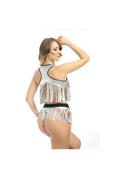 Narnuga Mi̇raxx Gray Leather (Lame) Tasseled Nightdress - 428