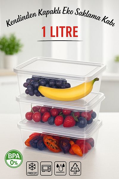 DolphFin Storage Container Suitable for 1 Lt Deep Freezer with 6 Self-Covering Pieces