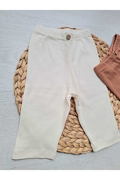 Nimini Kids Colorful Patterned 100% Cotton Snap Closure Long Sleeve Baby Body Cream Leggings Bottom Top Set (3-24 Months)