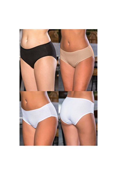 Narnuga Cotton High Waist Slip Panties (Mix) Black-White-Skin (Mgp2966)