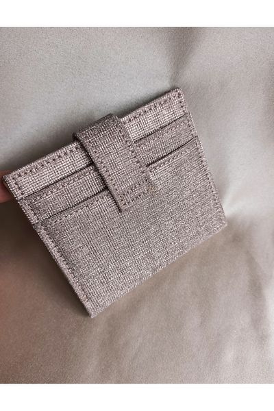 Gül Karatekin Women's Powder Snap Closure Glitter Card Holder (Non-Shedding)