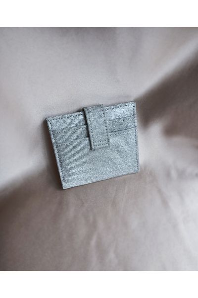 Gül Karatekin Women's Silver Snap Closure Glitter Card Holder (Non-Shedding)
