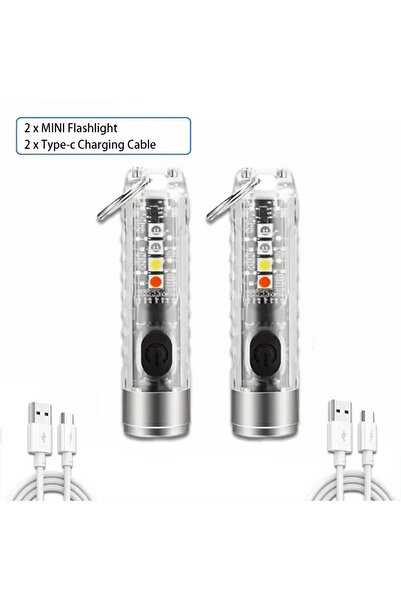 Choice قطعتان Y41 مصباح يدوي صغير متعدد الوظائف EDC LED محمول مزود بسلسلة مفاتيح ومصباح مغناطيسي قابل لإعادة الشحن عبر USB