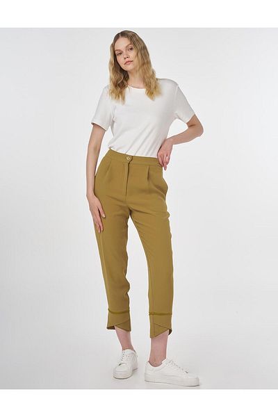 KYR Stitch Detailed Crepe Trousers Khaki