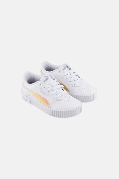 Puma حذاء كارينا 2.0 هولو برباط للخارج للبنات الصغار، أبيض