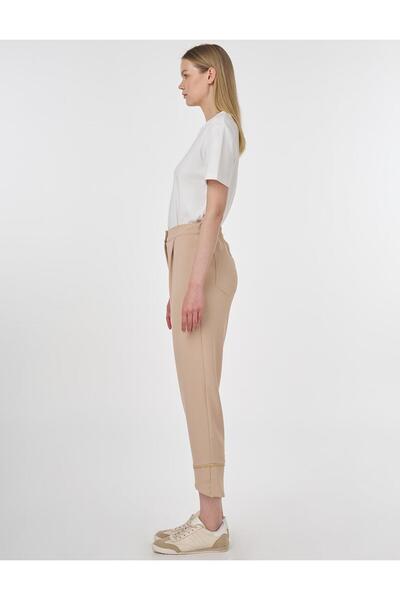 KYR Παντελόνι κρεπ με λεπτομέρεια ραφής μπεζ