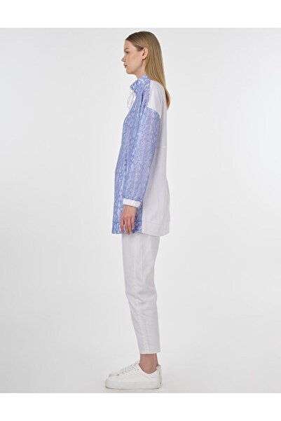 Kayra Denim Garnili Dantelli Sweatshirt Havacı Mavi
