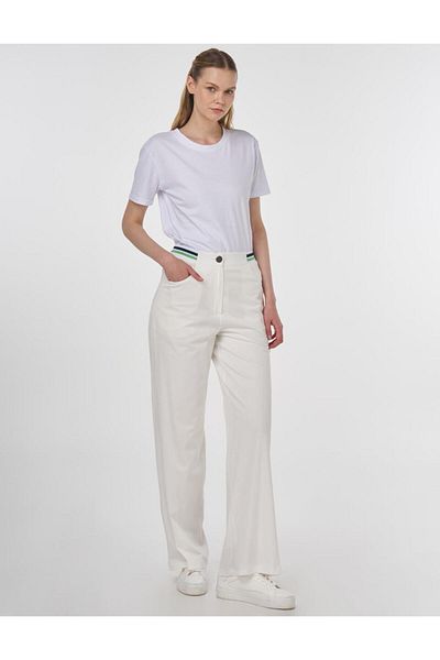 KYR Çima Stitched High Waist Trousers Optical White