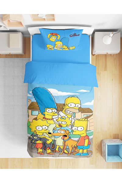 Erays Home Set de lenjerie de pat pentru copii, imprimat digital 3D, tematică Simpsons, fără cearșafuri