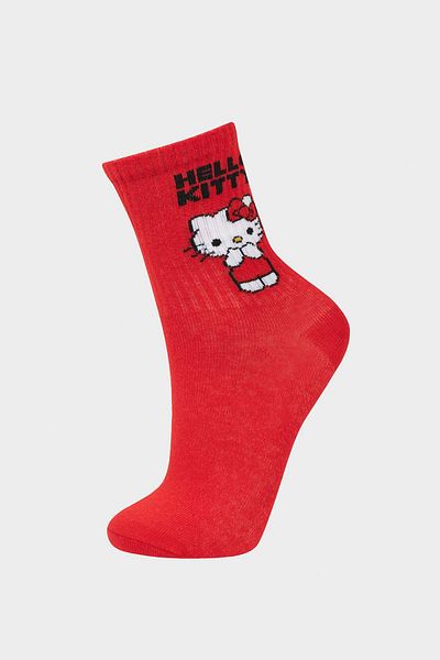 DeFacto Комплект от 3 памучни дълги чорапи за момичета Hello Kitty F6703A8NS