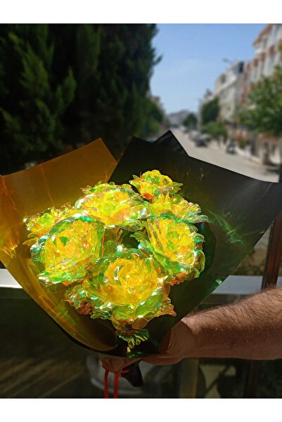 Home باقة زهور مصنوعة بعناية! باقة من 10 ورود إنفينيتي جالاكسي (أصفر) وردة إن...