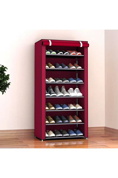 rexa 7-Tier Shoe Rack Organizer – Portable Shoe Shelf with Nonwoven Fabric Cover for Closet