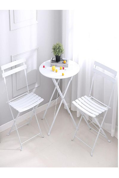 rexa 3-piece metal outdoor bistro set, consisting of a round folding table and two folding chairs 60*60cm