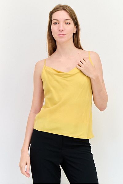Salsa Women Cowl Neck Solid Sleeveless Tank Top, Mustard