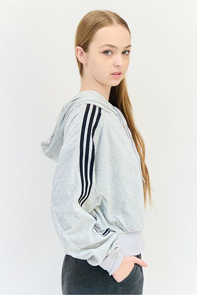 adidas Women Sportswear Fit Long Sleeve Outdoor Hoodie, Grey