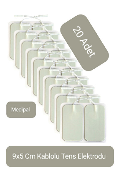 MediPal 20 Adet 9x5 Cm Universal Büyük Boy Kablolu Tens Pedi - Tens Elektrot Pedi - Yedek Tens Elektrodu