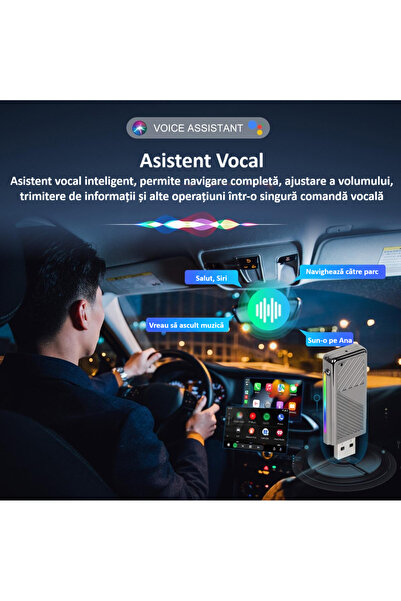 zyteq Adaptor wireless CarPlay & Android Auto ZYTEQ® 2-în-1, Plug-and-Play, WiFi 5GHz, BT, compact, silver