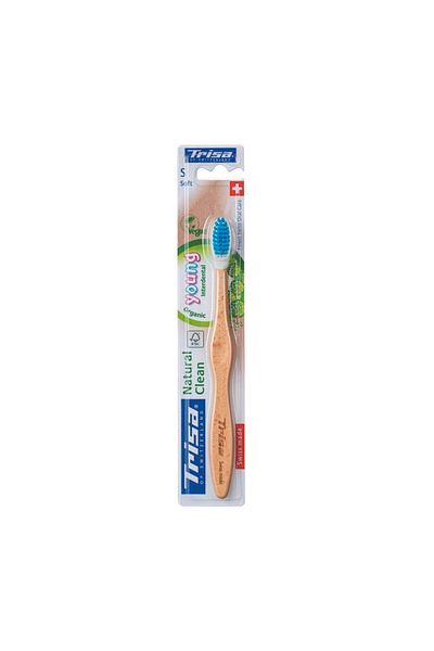Trisa Natural Clean Young Soft Manual Toothbrush, For Children 6 Years , 684473 Wood / Nude