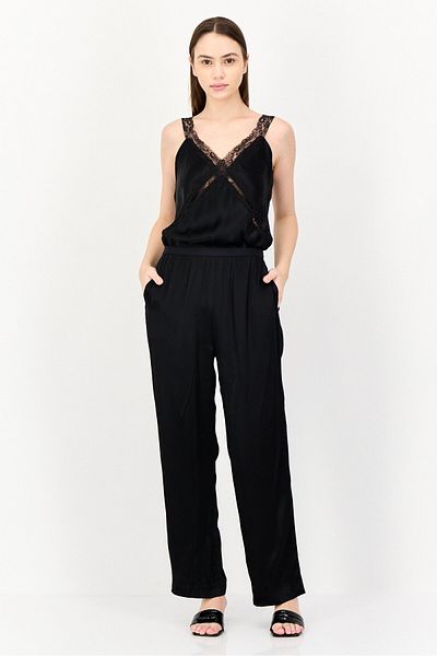 Maje Women Plain Sleeveless Jumpsuit, Black