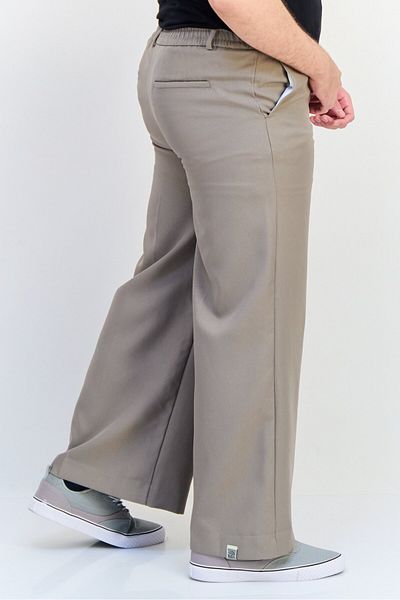 The Giving Movement Men Regular Fit Brand Logo Wide Leg Dress Pants, Grey