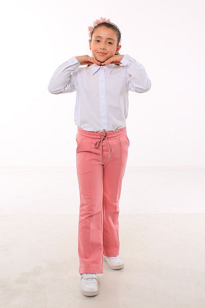 MORE KIDS Pantaloni de sport pentru fete, cu talie elastică, cu talie înaltă