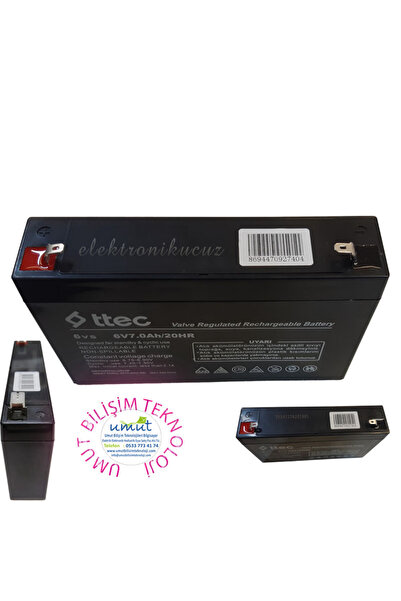 Ttec 6V 7Ah Akü Kuru Tip Oyuncak Aküsü 6 Volt 7 Amper Akü 6v 7ah 20hr Bakımsız Kuru Akü Bakımsız 6 volt
