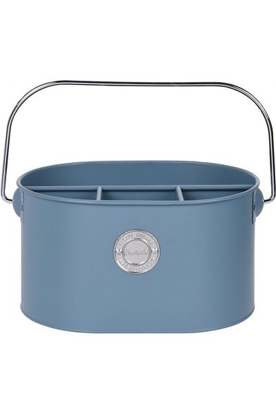 Excellent Houseware Suport pentru tacâmuri în culori retro, metalic, albastru, 28x18,5x13,5 cm