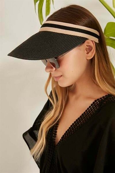 C&City Visor Straw Beach Hat Y8200 Black