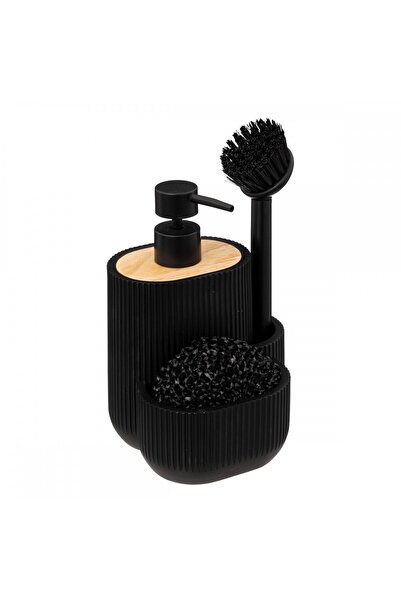 5FIVE Dozator detergent de bucătărie Blackwood, polimer, perie și burete incl...