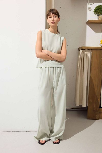 Hooopstore Belted Long Kimono Mint Green Trouser Suit