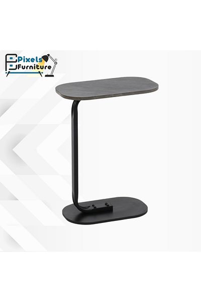PixelsFurniture Pixel Furniture C-Shaped Side Table for Sofa and Bed, Solid Metal Base Table