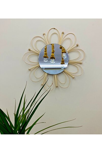 kattuna Natural Rattan Bamboo Flower Detailed Mirror Set of 2